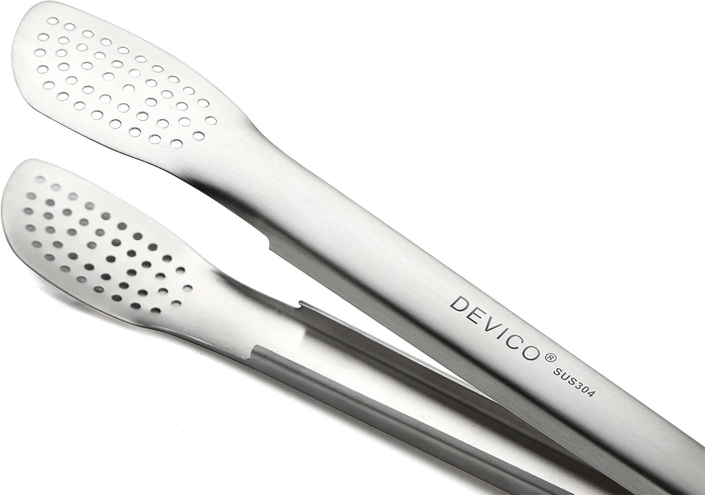 DEVICO 2Pcs 12 Inch 18/8 Stainless Steel Kitchen Tongs for Cooking, Brushed