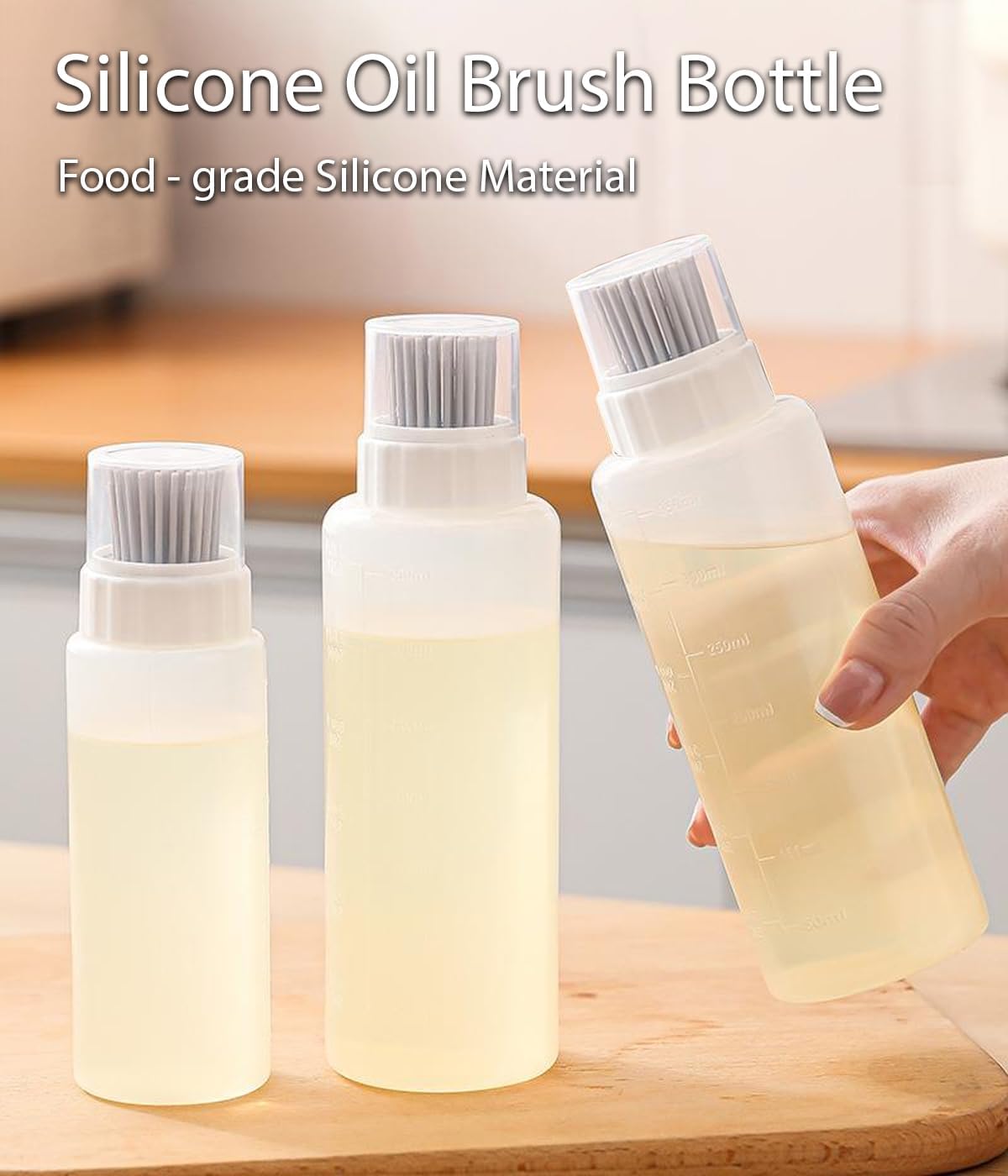 Food - Grade Silicone Oil Brush Bottle | Soft Heat - Resistant, Reusable Basting Tool With Scale, Outdoor Grill Oil Dispenser | Kitchen Squeeze Bottle, Non - Shedding (350ml 2pcs)