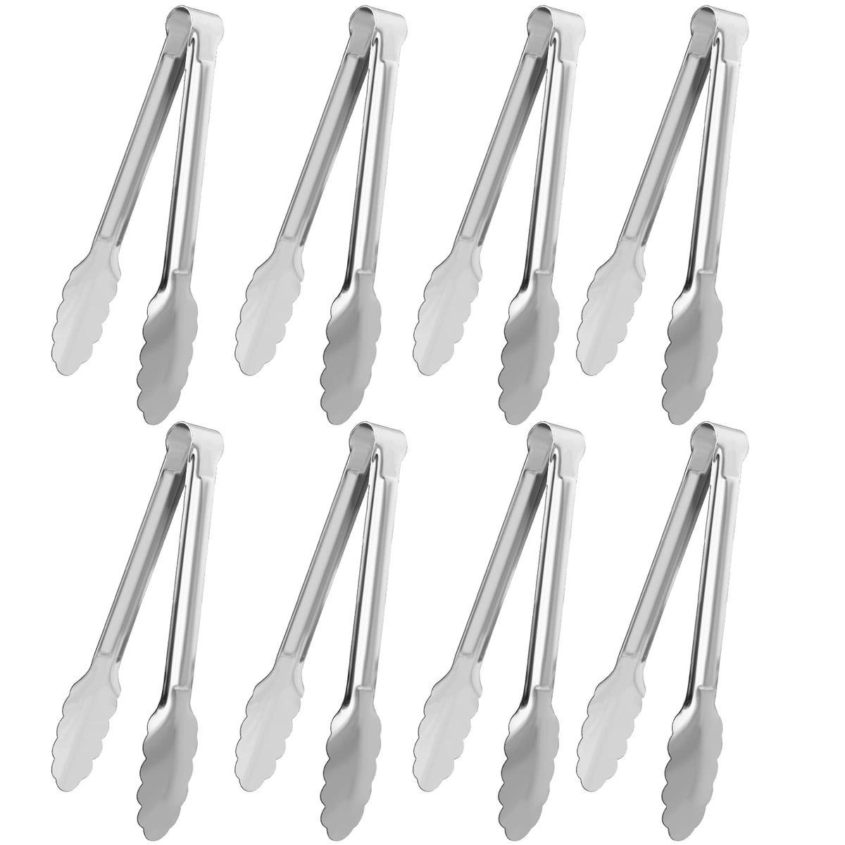 12 Pack Small Serving Tongs,XEVOM Stainless Steel Sugar Tongs Mini Appetizers Tongs Mental Kitchen Tongs for Serving Food (5inch)