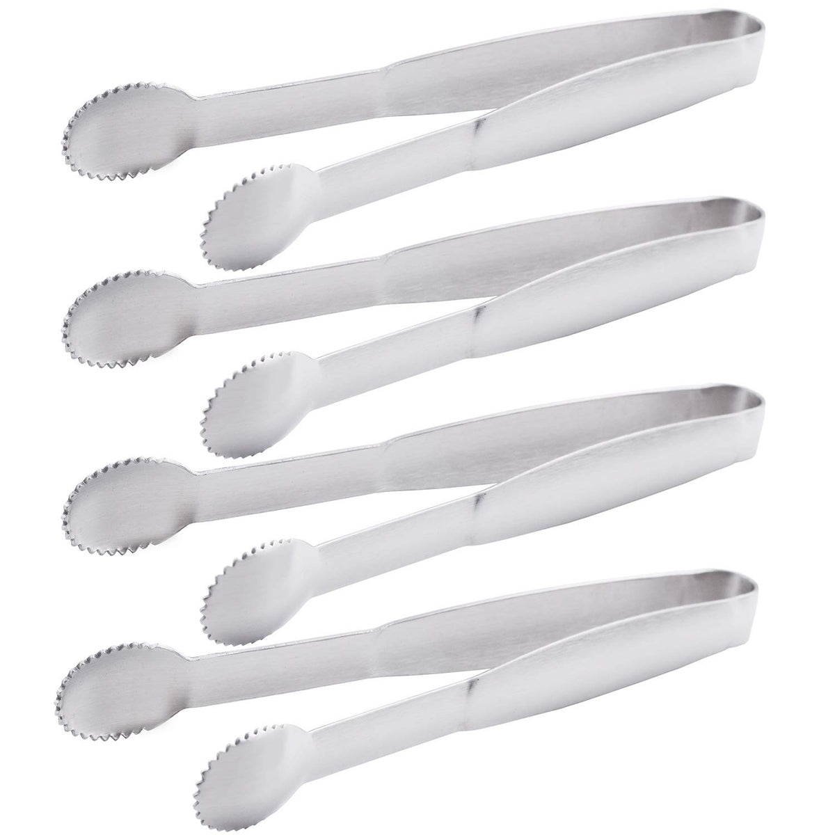 HINMAY 5" Mini Serving Tongs Tiny Stainless Steel Small Tongs, Set of 4