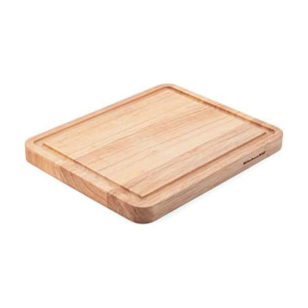 KitchenAid Classic Rubberwood Cutting Board with Perimeter Trench, Reversible Chopping Board, 8-inch x 10-Inch, Natural