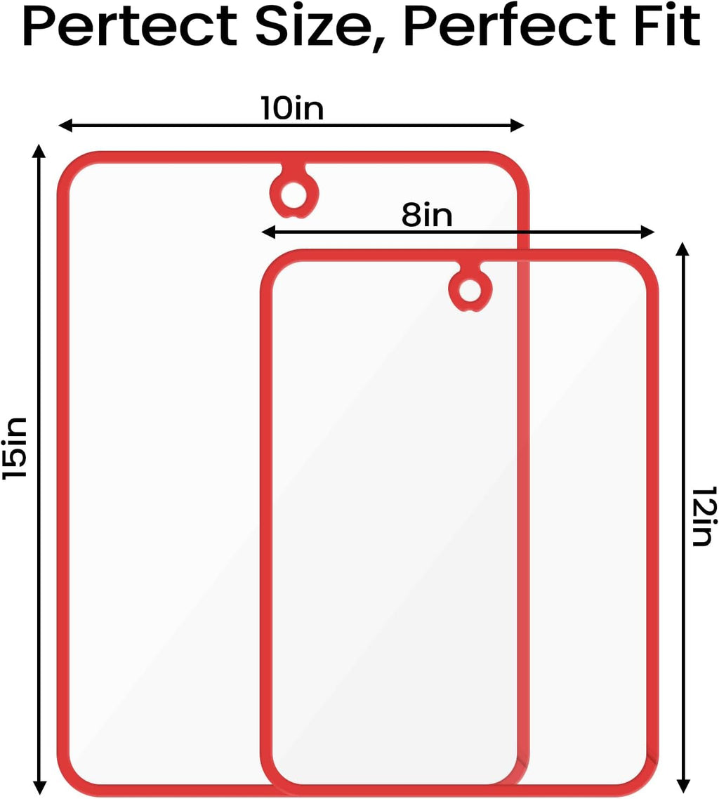 Glass Cutting Board,Tempered Glass Cutting Board for Kitchen Counter,Chopping Board with Non-Slip Edges,Hanging Hole,Scratch Resistant,Heat Resistant,15x10 & 12x8 2PCS