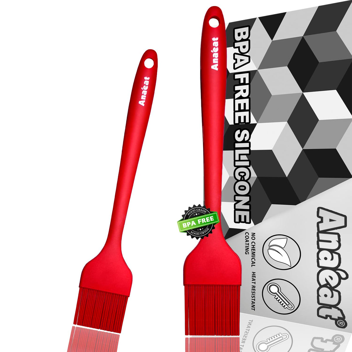 Anaeat 5 Pack Silicone Basting Pastry Brushes - Heat Resistant One-Piece Design with Soft Bristles, Hygienic Marinade Brush for Baking BBQ Grill, Spreading Oil Butter Sauce (Multicolor)