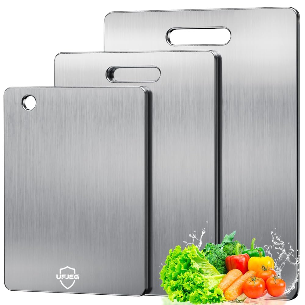 Titanium Cutting Board, 3 PCS Titanium Cutting Boards for Kitchen, Non Toxic, Double-Sided Food Grade Chopping Board for Outdoor Camping(15.6" x 11", 13" x 9.3", 11.8" x 7.8")