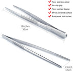 MSY BIGSUNNY 12 Inch Kitchen Tweezers Fine Tweezer Tongs, Stainless Steel Food Tweezers Multi-function Precision Serrated Tips Cooking Tongs Kitchen Serving Tong