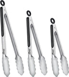 Hotec Tongs for Cooking Stainless Steel Kitchen Tongs Set of 3-7“, 9" & 12"