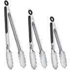 Hotec Tongs for Cooking Stainless Steel Kitchen Tongs Set of 3-7“, 9" & 12"