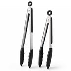 Doosu Kitchen Tongs with Silicone Tips for Cooking Serving (3Pcs, Navy)