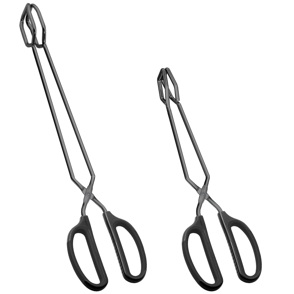 HINMAY 16" Extra Long Stainless Steel Scissor Tongs (Black)