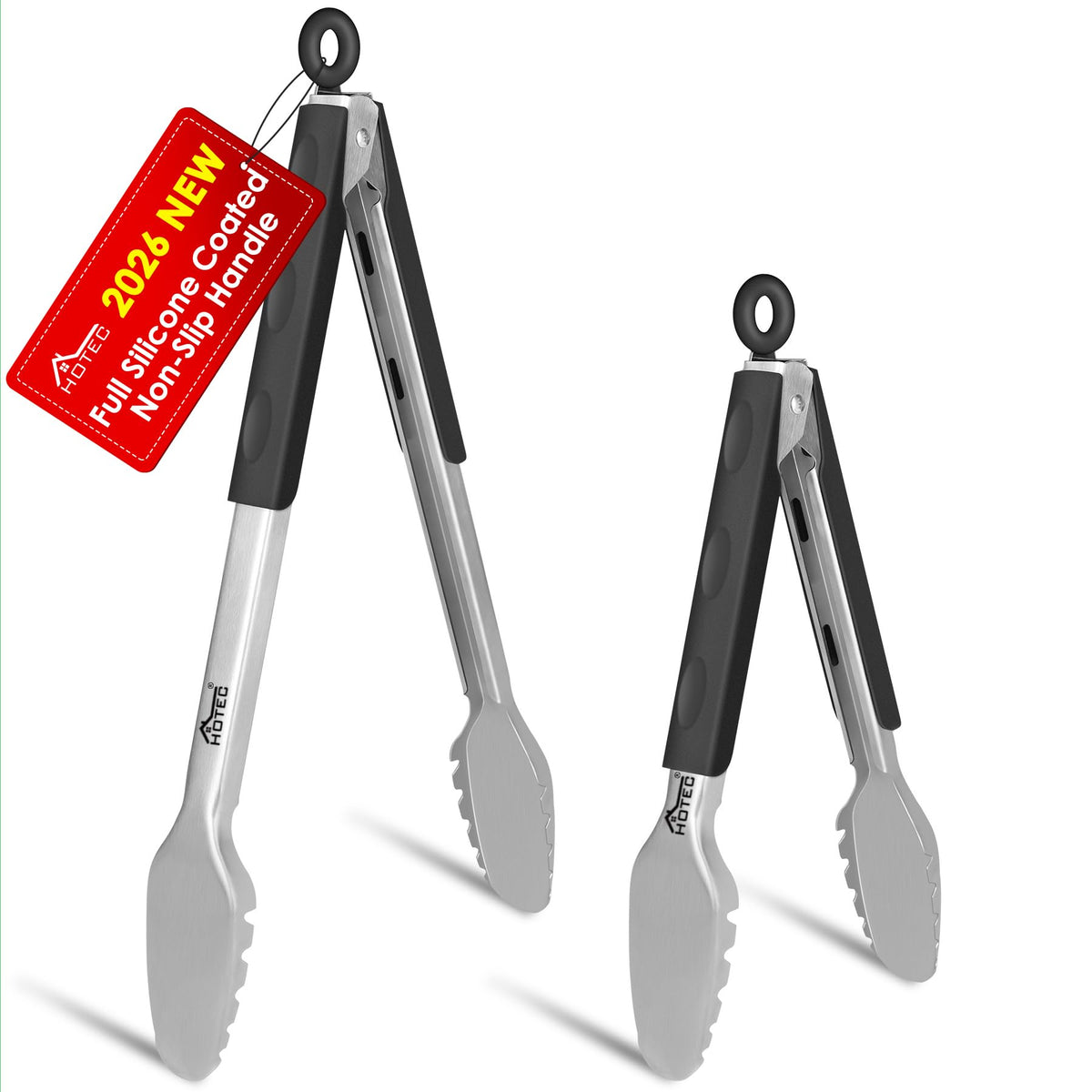 Hotec Tongs for Cooking Stainless Steel Kitchen Tongs Set of 3-7“, 9" & 12"