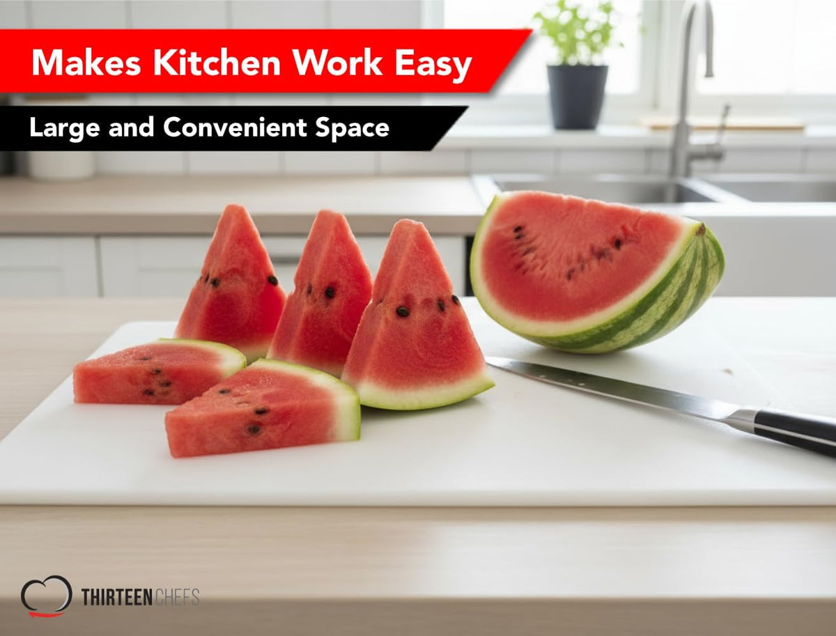 Thirteen Chefs 18x12 White Cutting Board for Kitchen, 1/2" Thick Plastic