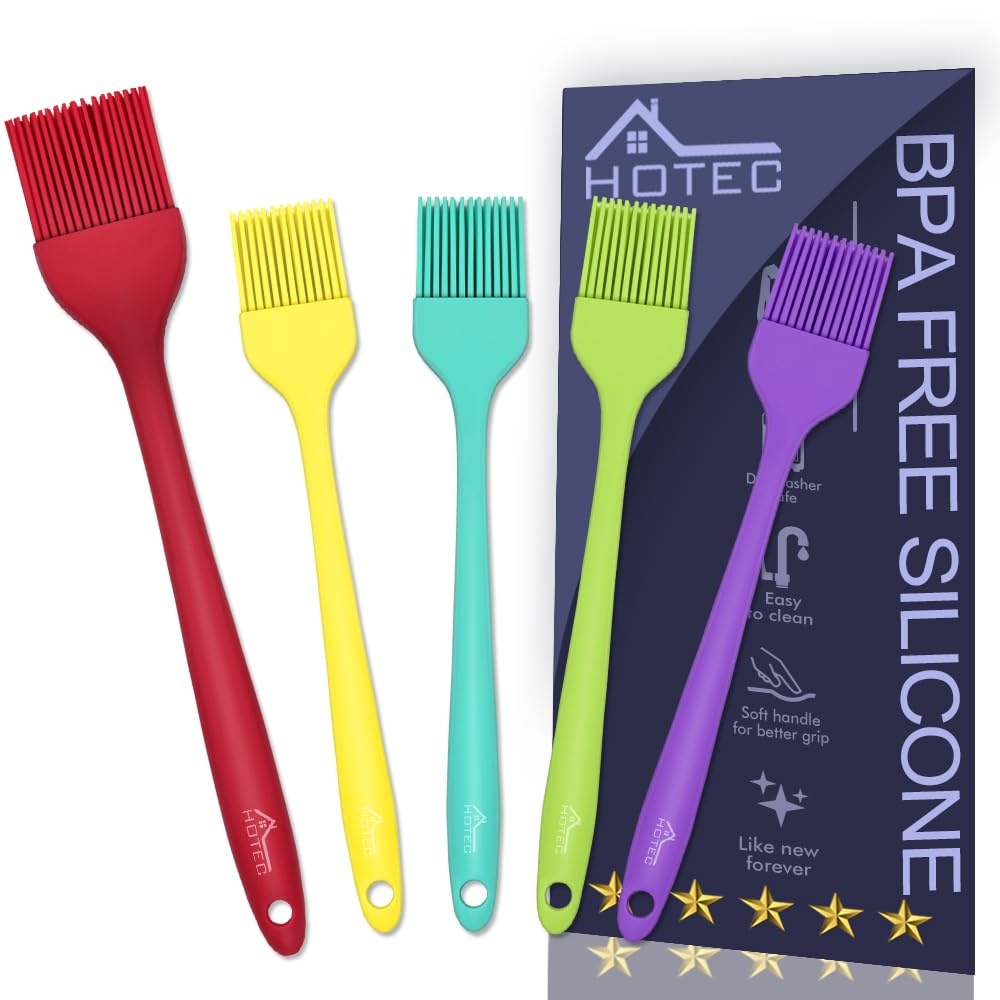 HOTEC 600℉ Heat Resistant Silicone Basting &Pastry Brushes, Black 2
