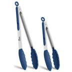 HOTEC Stainless Steel Kitchen Tongs with Silicone Tips, Set of 3-7",9" &12"