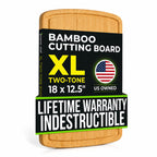 INDESTRUCTIBLE Bamboo Cutting Board (Extra Large) with Vertical Grain Strength Technology - Non Toxic, Spacious and Lightweight 18" XL Chopping Board Gift - Replacements for Life