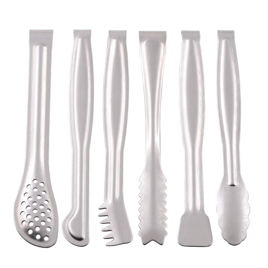 HINMAY Gold Plated Mini Serving Tongs Set 6-Inch Appetizers Tongs, Set of 6