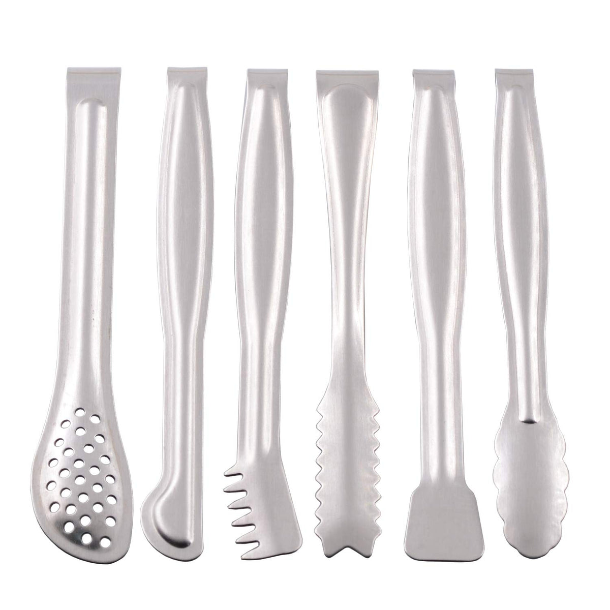HINMAY Gold Plated Mini Serving Tongs Set 6-Inch Appetizers Tongs, Set of 6
