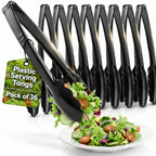 9-Inch Plastic Serving Tongs (6-Pack) Heavy-Duty Black Tongs