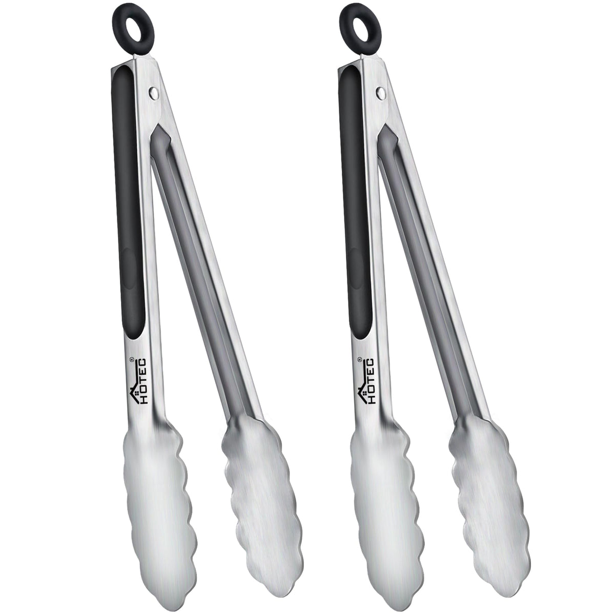 Hotec Tongs for Cooking Stainless Steel Kitchen Tongs Set of 3-7“, 9" & 12"