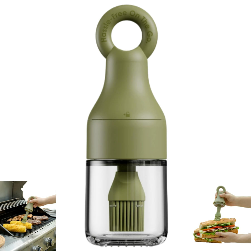 3-in-1 Oil Dispenser Bottle with Silicone Brush for Cooking, Leak-Proof