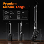 HST Tongs for Cooking with Silicone Tips 3 Pack, Kitchen Tongs (9", Black)