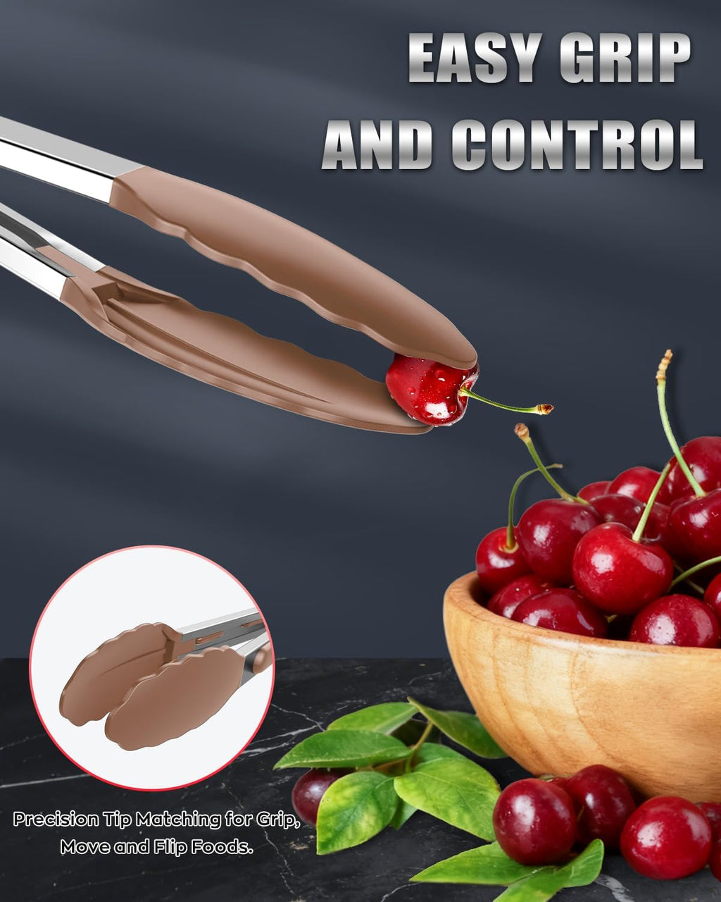 Good Grip Cooking Tongs with Silicone Tips, Set of 3-7" 9" and 12"