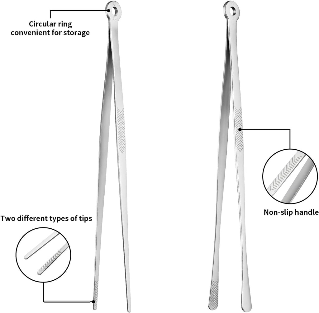 Kirecoo 2PCS 12" Stainless Steel Cooking Tongs with Serrated Tips