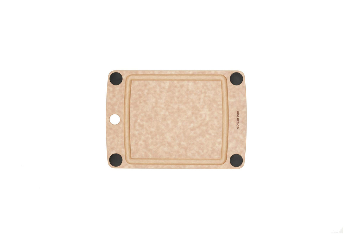 Epicurean All-In-One Cutting Board with Non-Slip Feet and Juice Groove, 14.5" × 11.25", Natural/Black