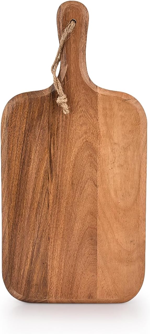 Samhita Acacia Wood Cutting Board, for Meat, Cheese, Bread, Vegetables & Fruits, with Grip Handle (15" x 7")