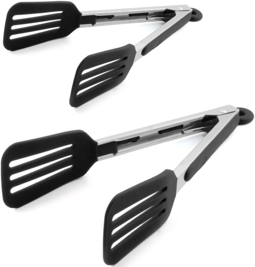 Cooking Tongs 9" and 12" Stainless Steel Kitchen Silicone Serving Tongs