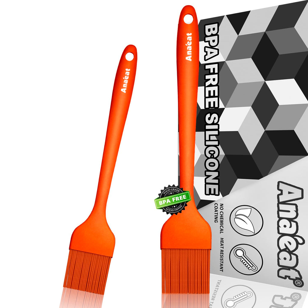 Anaeat 5 Pack Silicone Basting Pastry Brushes - Heat Resistant One-Piece Design with Soft Bristles, Hygienic Marinade Brush for Baking BBQ Grill, Spreading Oil Butter Sauce (Multicolor)