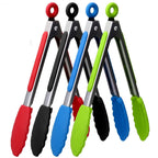ZHIYE 4Pcs Silicone Tongs, Kitchen Tongs 7” Non-slip & Easy Grip Stainless Steel Handle - Smart Locking Clip - Heat Resistant, Food Grade