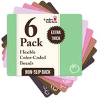 Flexible Plastic Cutting Board Mats for Kitchen, Set of 6 Thick Large 15x12