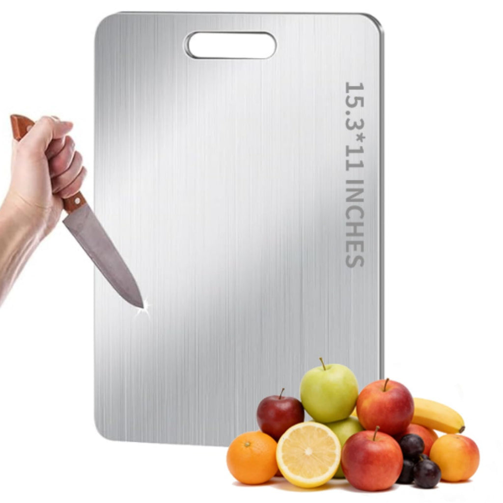 Titanium Cutting Board - 100% Pure Titanium Cutting Boards, Food-Grade, Non-Slip Surface, Dishwasher Safe, for Elegant Serving Tray for Kitchen, Charcuterie, Meat, Vegetables, Easy Clean, 13.4"x9"
