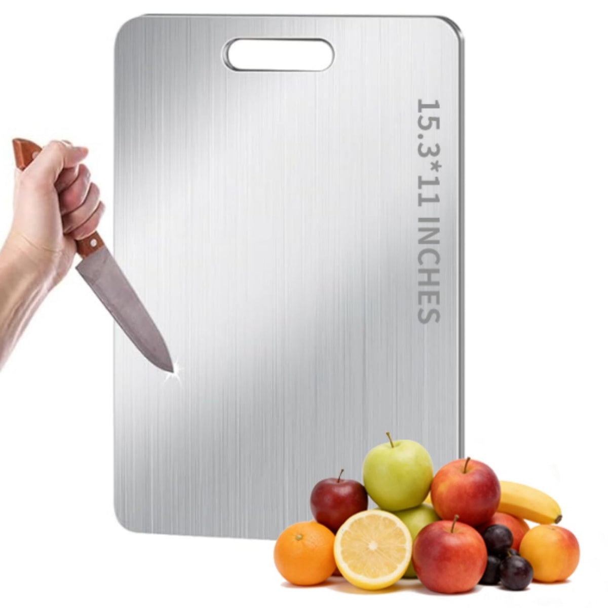 Titanium Cutting Board - 100% Pure Titanium Cutting Boards, Food-Grade, Non-Slip Surface, Dishwasher Safe, for Elegant Serving Tray for Kitchen, Charcuterie, Meat, Vegetables, Easy Clean, 13.4"x9"