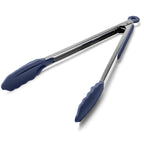 Doosu Kitchen Tongs with Silicone Tips for Cooking Serving (3Pcs, Navy)