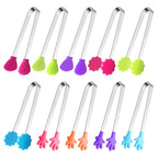 8PCS Silicone Mini Tongs, 5Inch Hand Shape Food Tongs, Colourful Small Kids Tongs for Serving Food, Ice Cube, fruits, Sugar, Barbecue by Sunenlyst (Palm sharp)