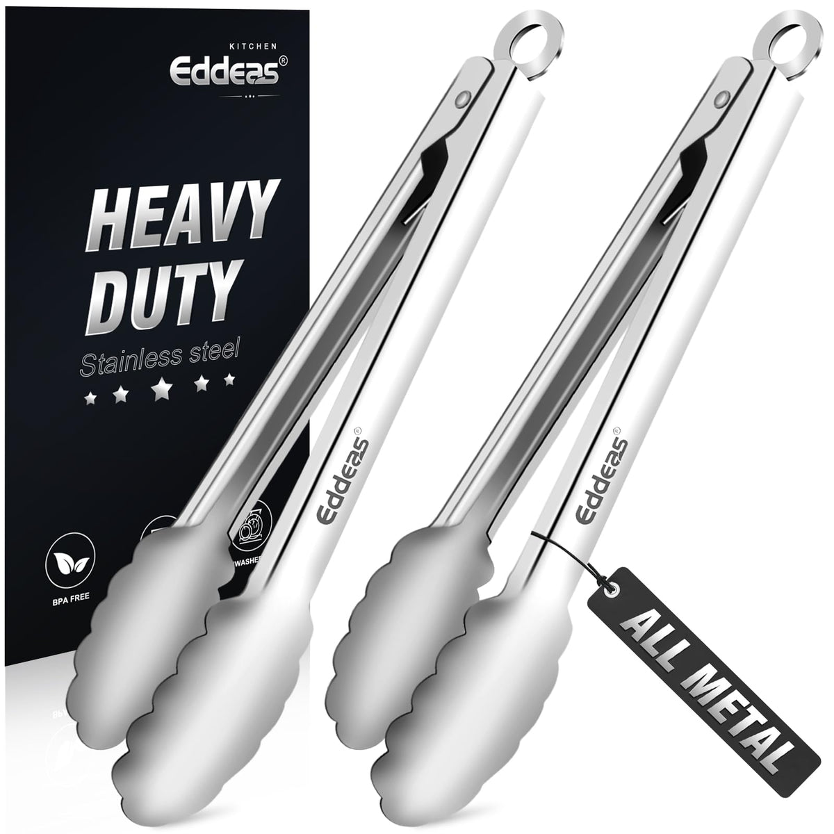 Metal Tongs For Cooking Up To 600°F Kitchen Tongs 2PCS - 9", 12 inch