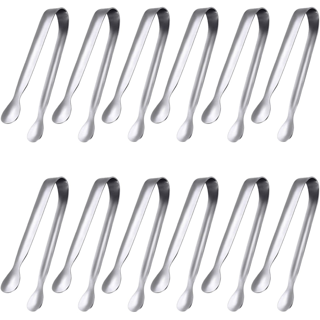 JCREN 12 Pcs Serving Tongs, Small Serving Utensils for Parties Catering Gold Tongs, Small Stainless Steel Mini Appetizer Tongs for Tea Party Coffee Bar, 4 Inches - Gold