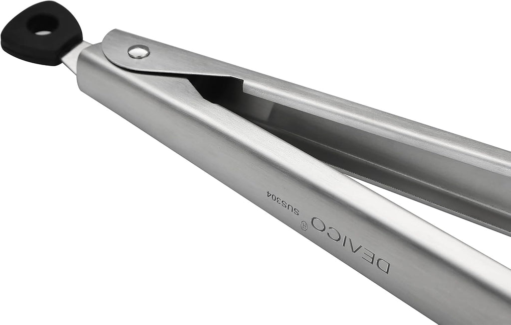 DEVICO 2Pcs 12 Inch 18/8 Stainless Steel Kitchen Tongs for Cooking, Brushed