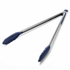 Doosu Kitchen Tongs with Silicone Tips for Cooking Serving (3Pcs, Navy)