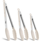 HOTEC Stainless Steel Kitchen Tongs with Silicone Tips, Set of 3-7",9" &12"