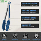 Tongs for Cooking, Stainless Steel Kitchen Tongs with Silicone Tips