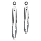 Tovolo Kitchen Tongs with Silicone Tips 9 Inch for Cooking Mixing and Serving, Easy Clean Dishwasher Safe Silicone Tipped Tongs with Locking Stainless Steel Heat Resistant, Warm Gray