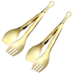 MSY BIGSUNNY Mini Appetizer Tongs Stainless Steel Set of 4, Small Serving Tongs, 6 Inch(15.2cm, Silver)