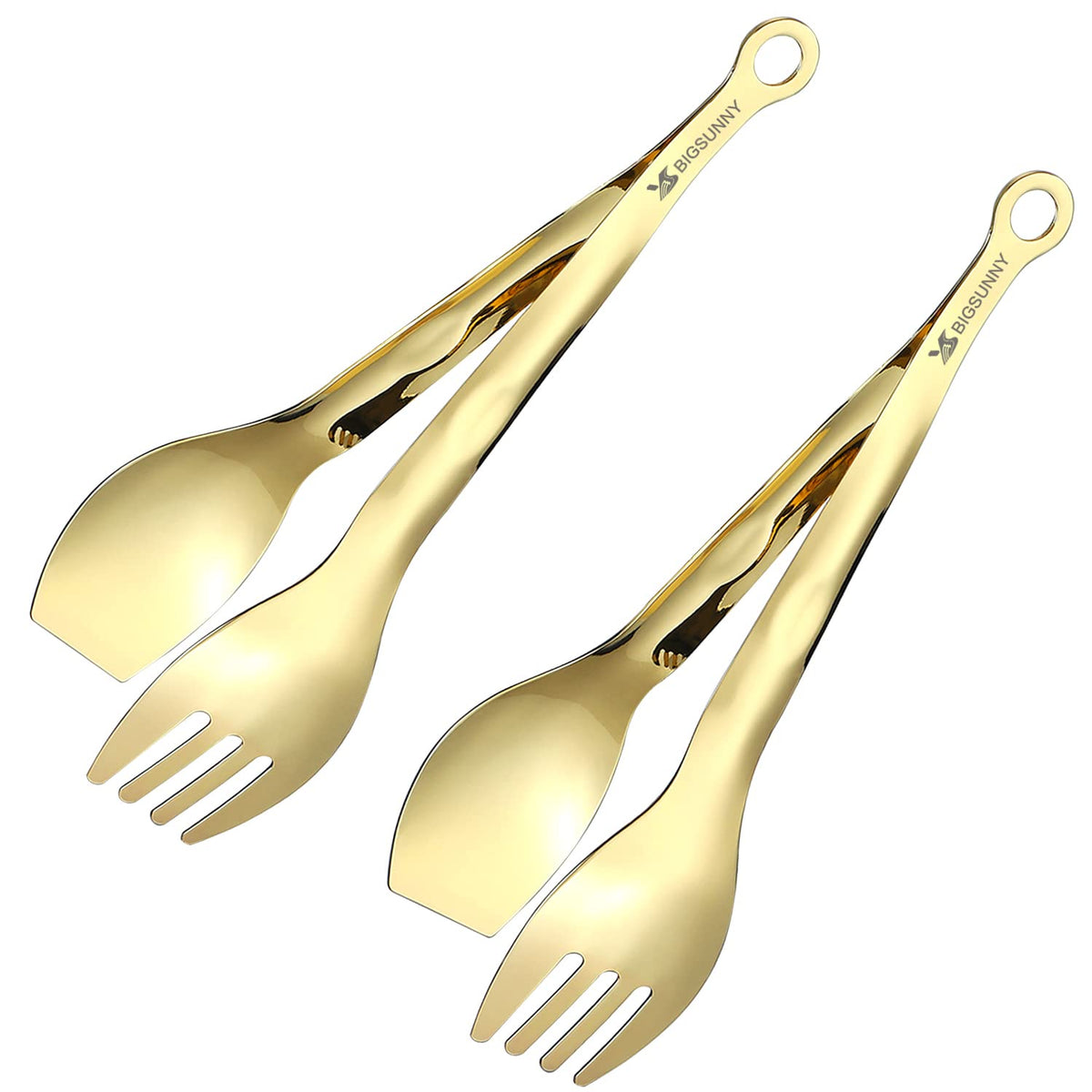 MSY BIGSUNNY Mini Appetizer Tongs Stainless Steel Set of 4, Small Serving Tongs, 6 Inch(15.2cm, Silver)