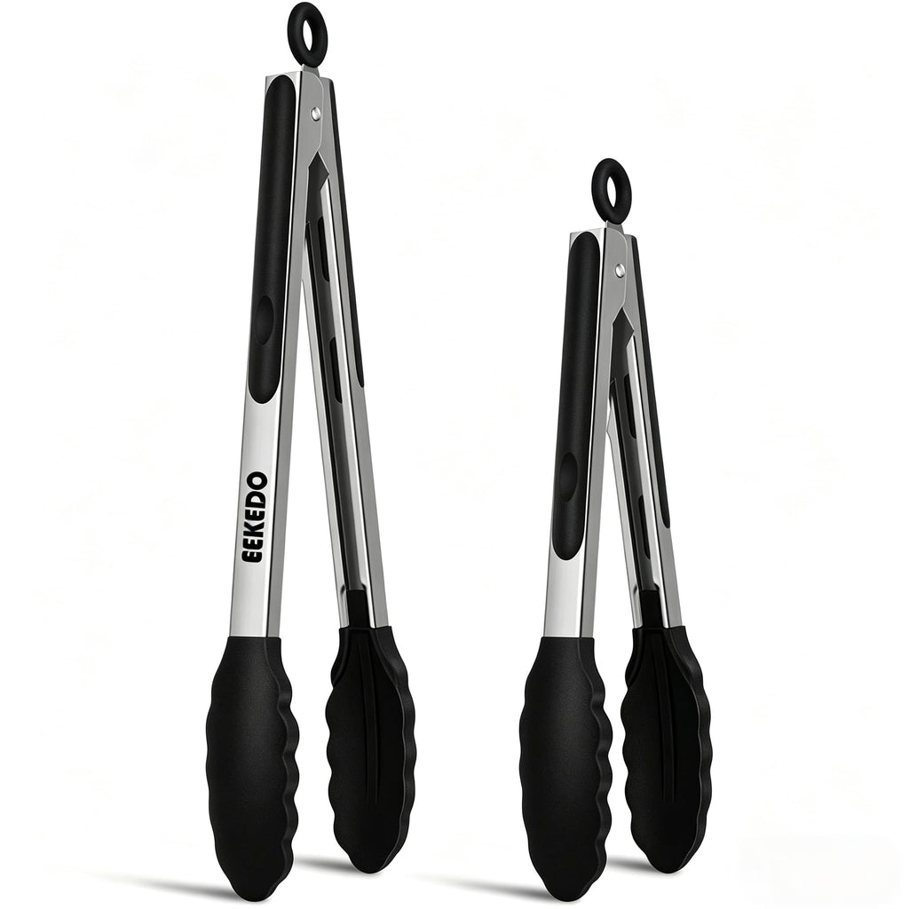 Tongs for Cooking, Stainless Steel Kitchen Tongs with Silicone Tips