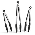 Doosu Kitchen Tongs with Silicone Tips for Cooking Serving (3Pcs, Navy)