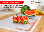 Thirteen Chefs 18x12 White Cutting Board with Groove, 1/2" Thick Plastic