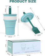 Adjustable Silicone Basting Brush, Foldable Sauce Cup, 2 Pack, 446°F