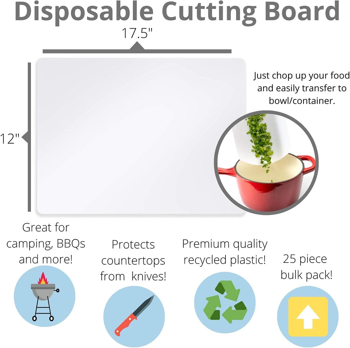 Crown Display 50 Count Premium Quality Disposable Cutting Boards ~10 Inch X 13.5 Inch Disposable Sheets For Kitchen And Commercial Use ~ Patent Pending ~ Recyclable Disposable Cutting Board Sheets